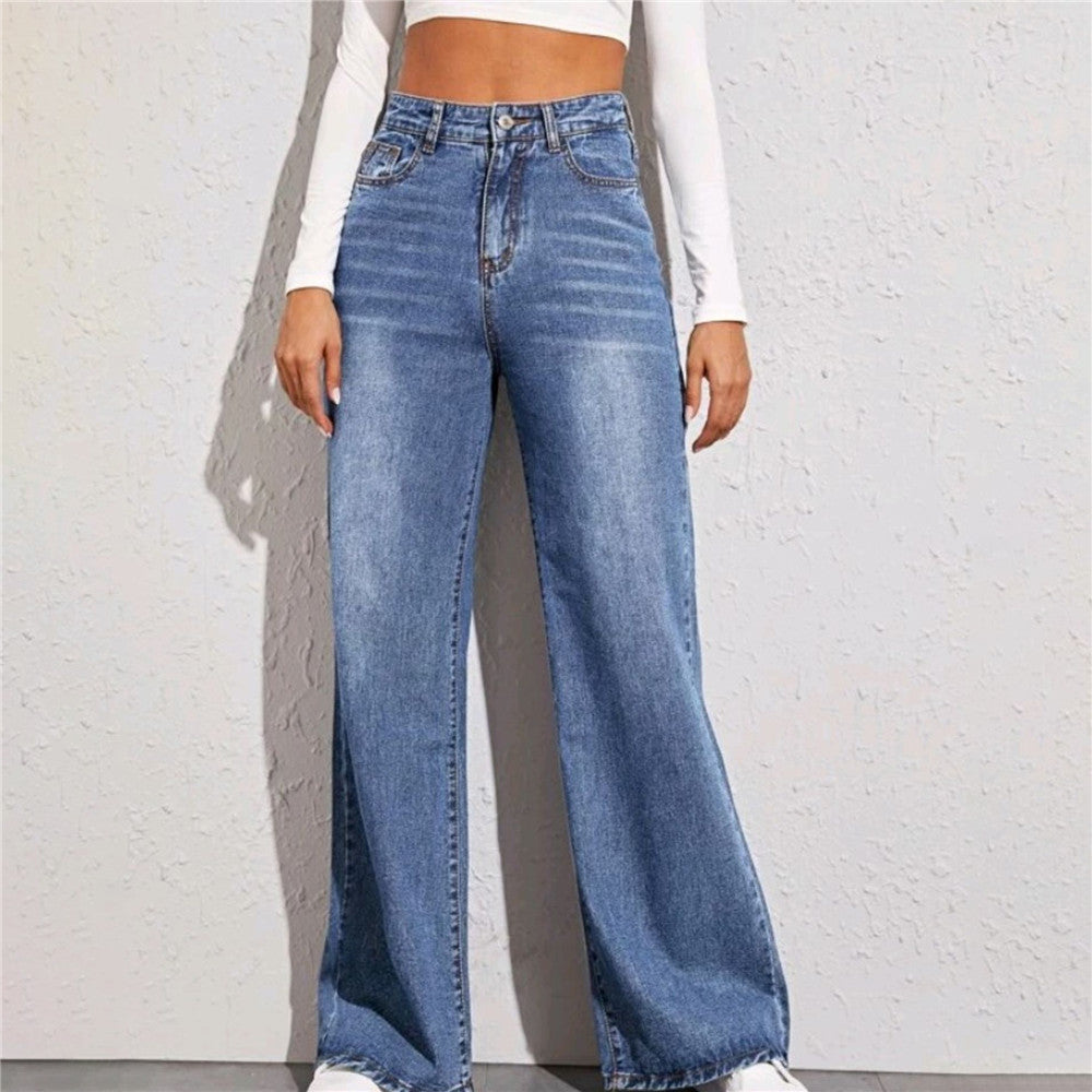 Highwaist Jeans mit hoher Taille & weitem Bein