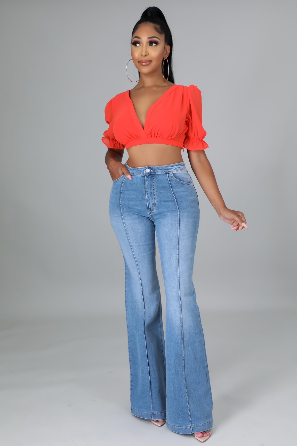 High-Waist Flared Jeans