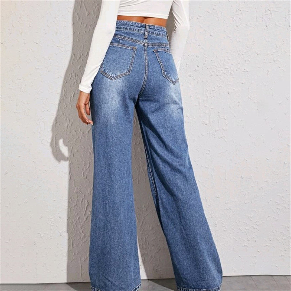 Highwaist Jeans mit hoher Taille & weitem Bein