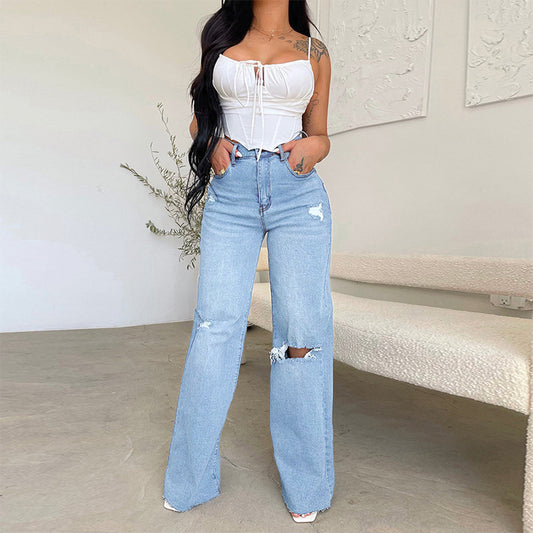 High-Waist Jeans mit ausgestelltem Bein