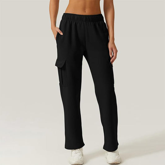 Elastische Jogginghose mit Taschen und hoher Taille