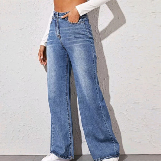 Highwaist Jeans mit hoher Taille & weitem Bein