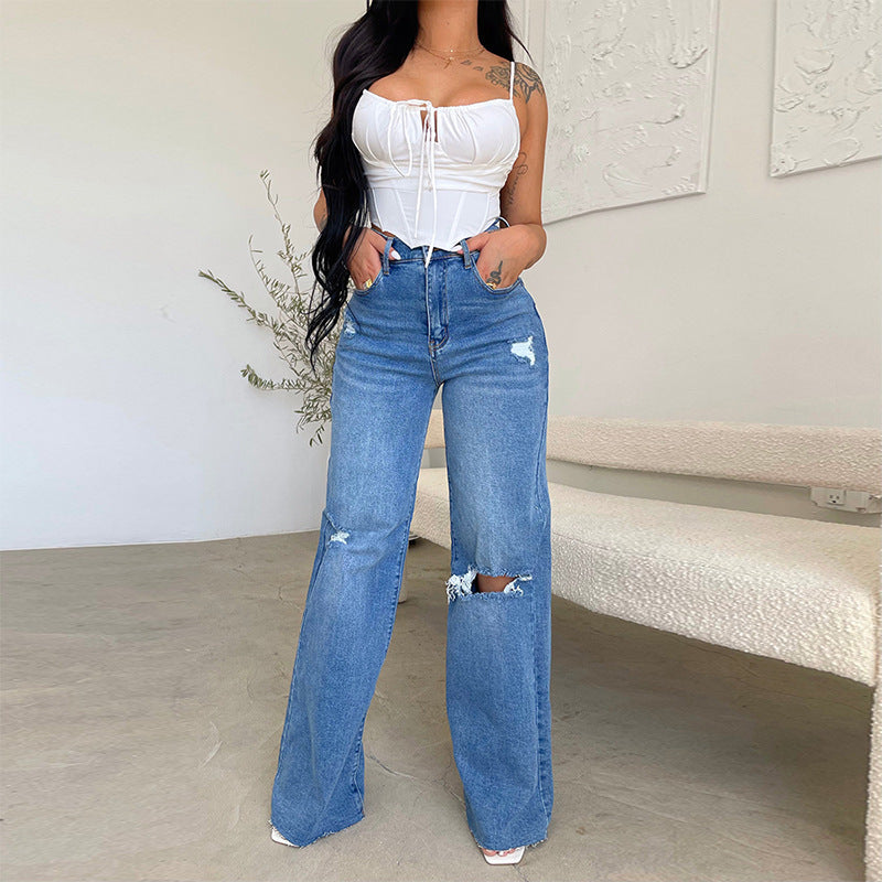 High-Waist Jeans mit ausgestelltem Bein