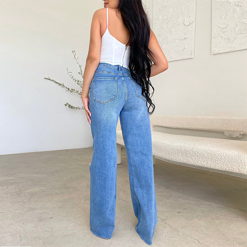 High-Waist Jeans mit ausgestelltem Bein